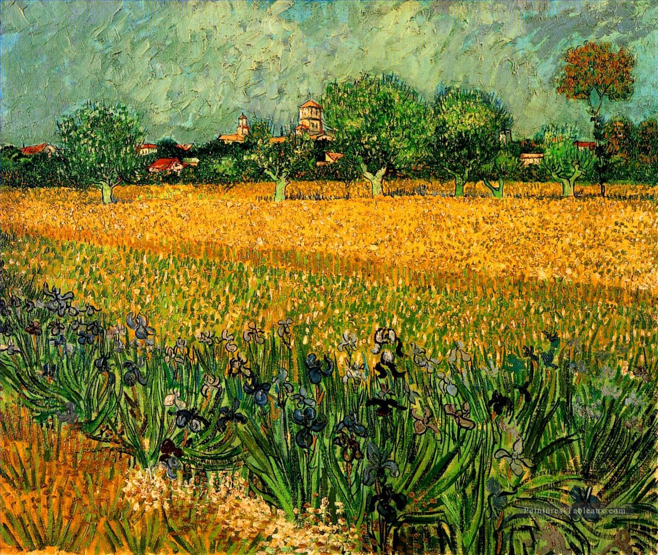 Vue d’Arles avec Iris au premier plan Vincent van Gogh Peintures à l'huile
